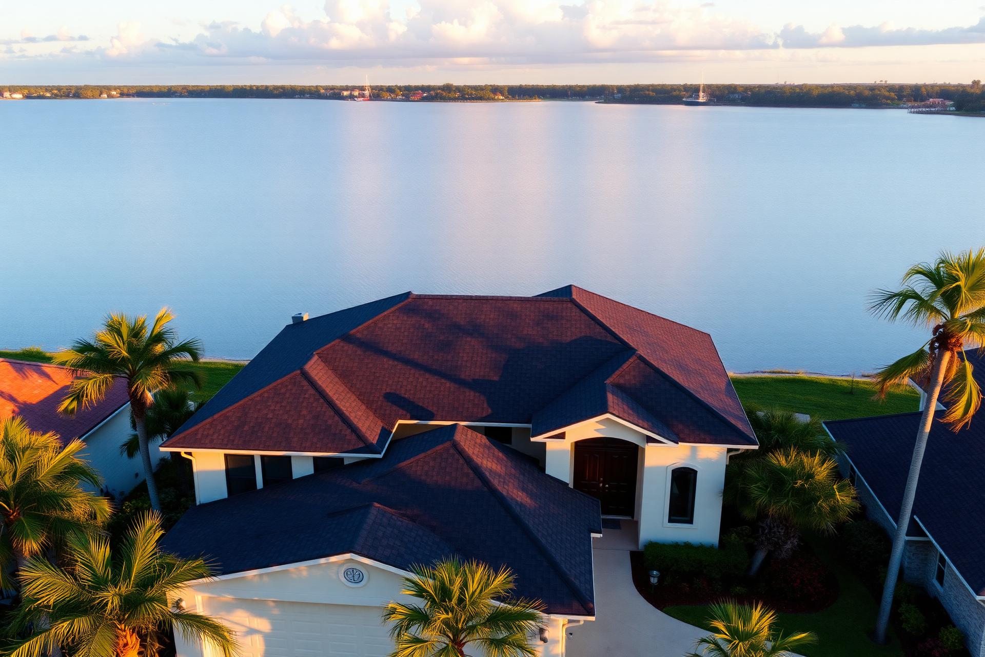 Florida home with new roof on Tampa Bay